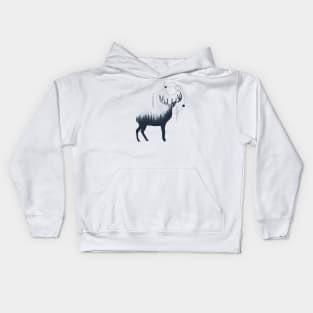 Deer. Double Exposure Kids Hoodie